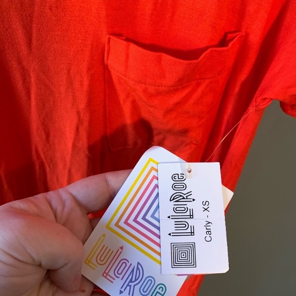 LulaRoe Carly Dress TShirt Swing High Low Red Pink - Picture 3 of 5